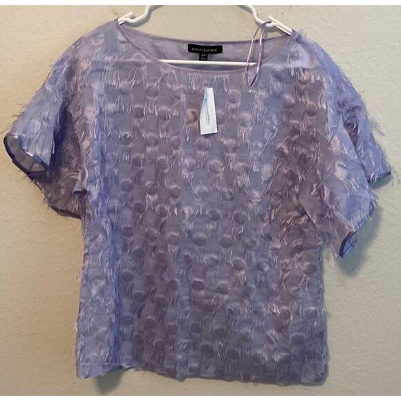 Banana Republic Purple Dotted Bell Sleeve Flutter Top Size Small - Picture 1 of 5